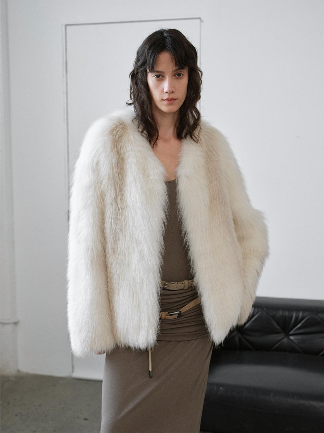 Romantic Nordic Imported colorful fox fur coat