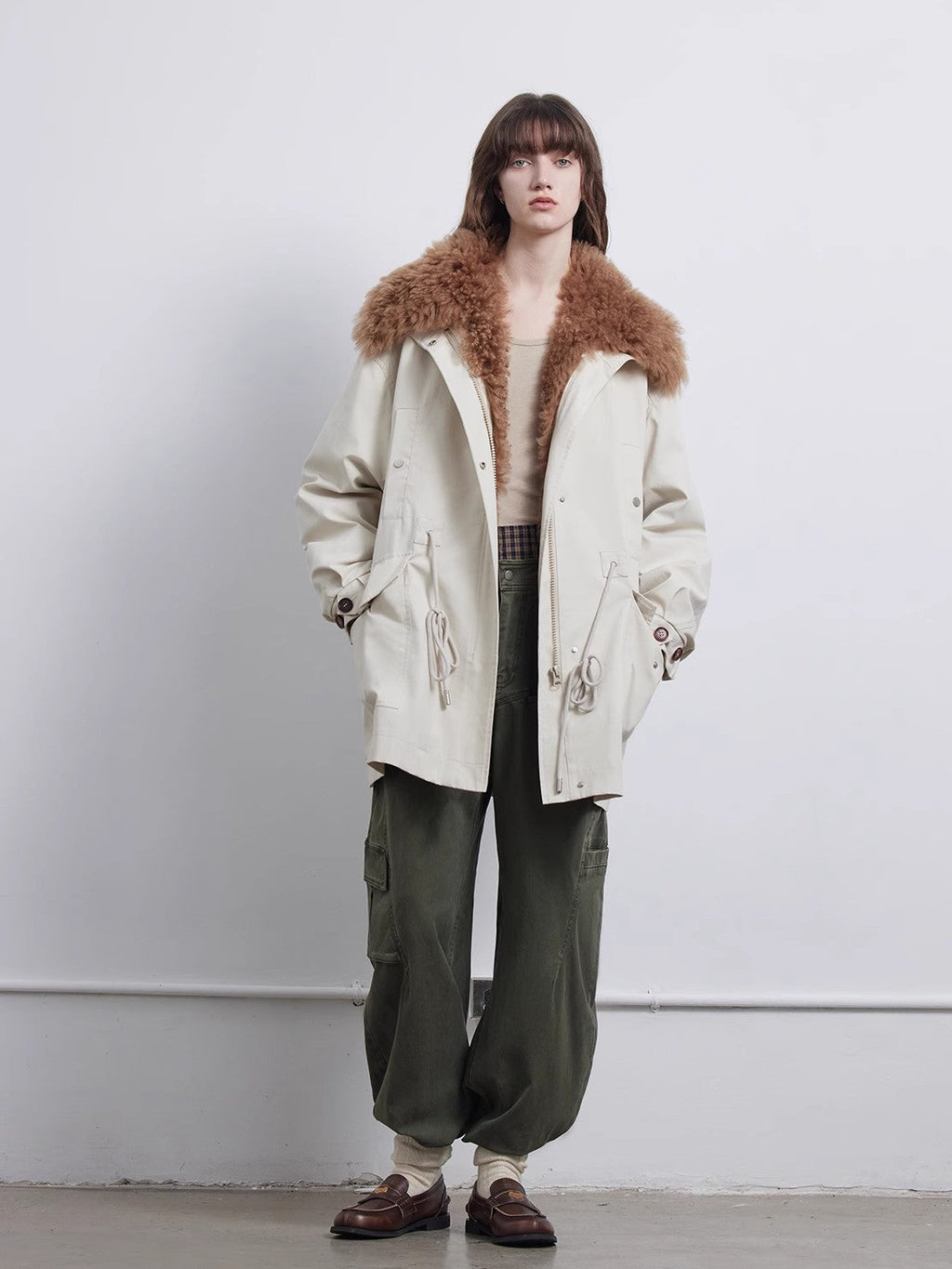 Fireladyfur Women’s Goose Down Parka coat with Toscana Shearling