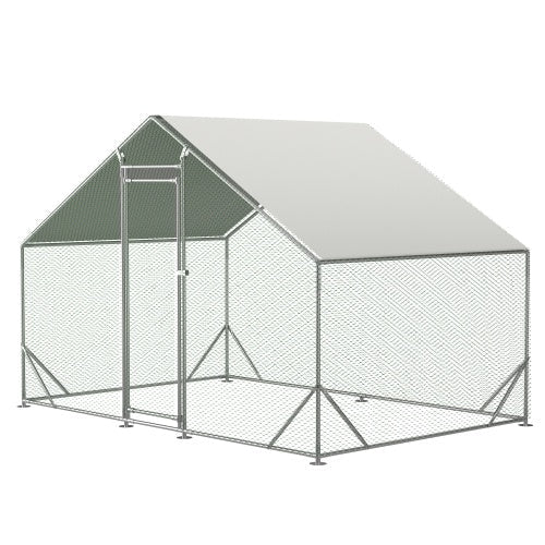 Large Metal Chicken Coop, Walk-in Chicken Run,Galvanized Wire Poultry
