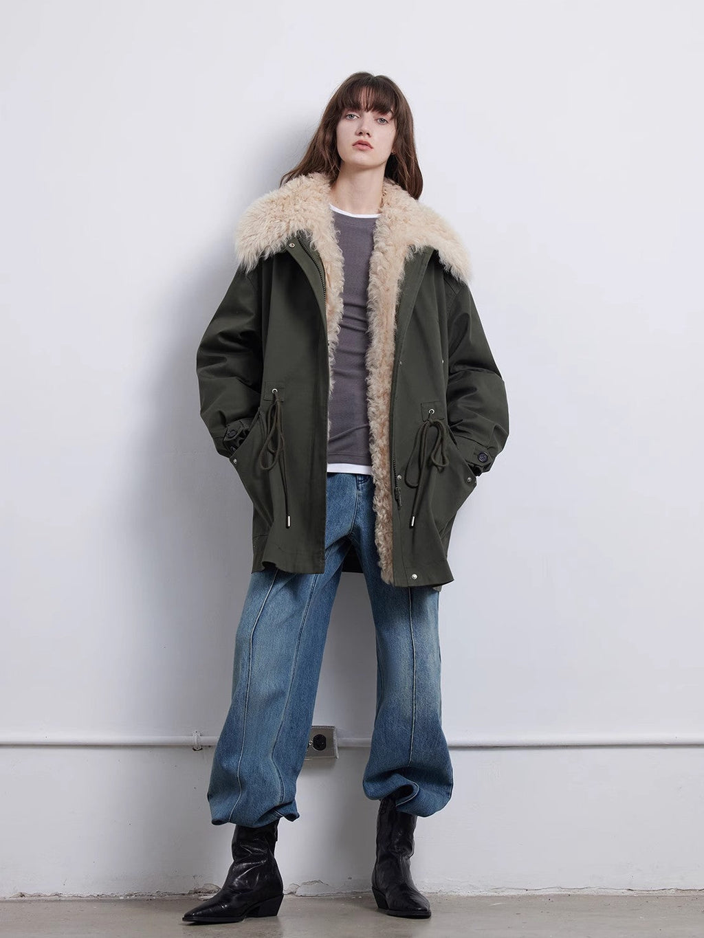 Fireladyfur Women’s Goose Down Parka coat with Toscana Shearling