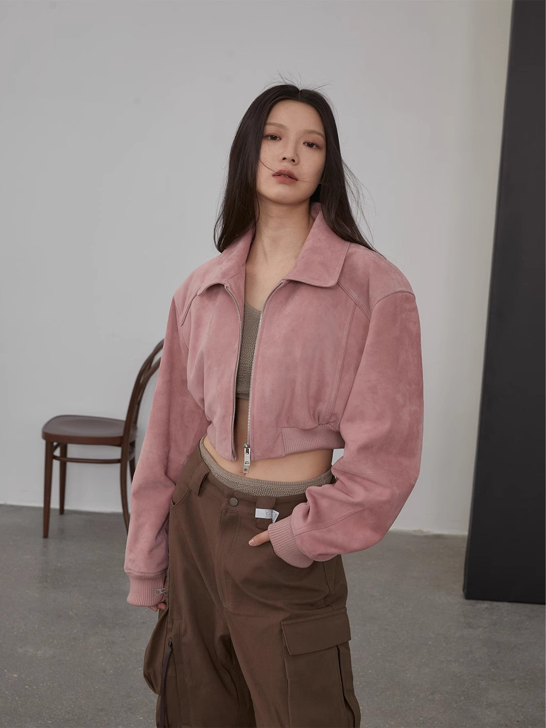 Retro Classic Stand Up Sheep Leather Short Jacket "Witch Game"