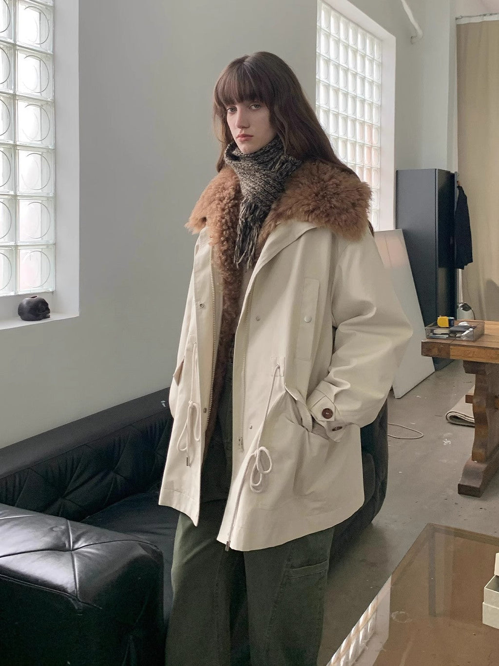 Fireladyfur Women’s Goose Down Parka coat with Toscana Shearling