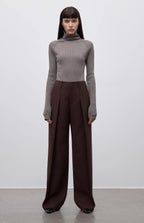 Imported wool pleated high-waisted straight-leg all-match slimming
