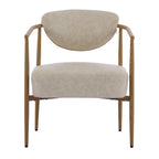 Beige PU Leather Dining Room Chair with Metal Frame