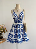 Floral Print V-Neck Mini Dress