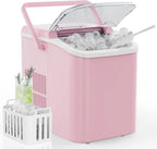 Countertop Ice Maker With Handle, 26lbs&24H Portable Ice Machine, 9