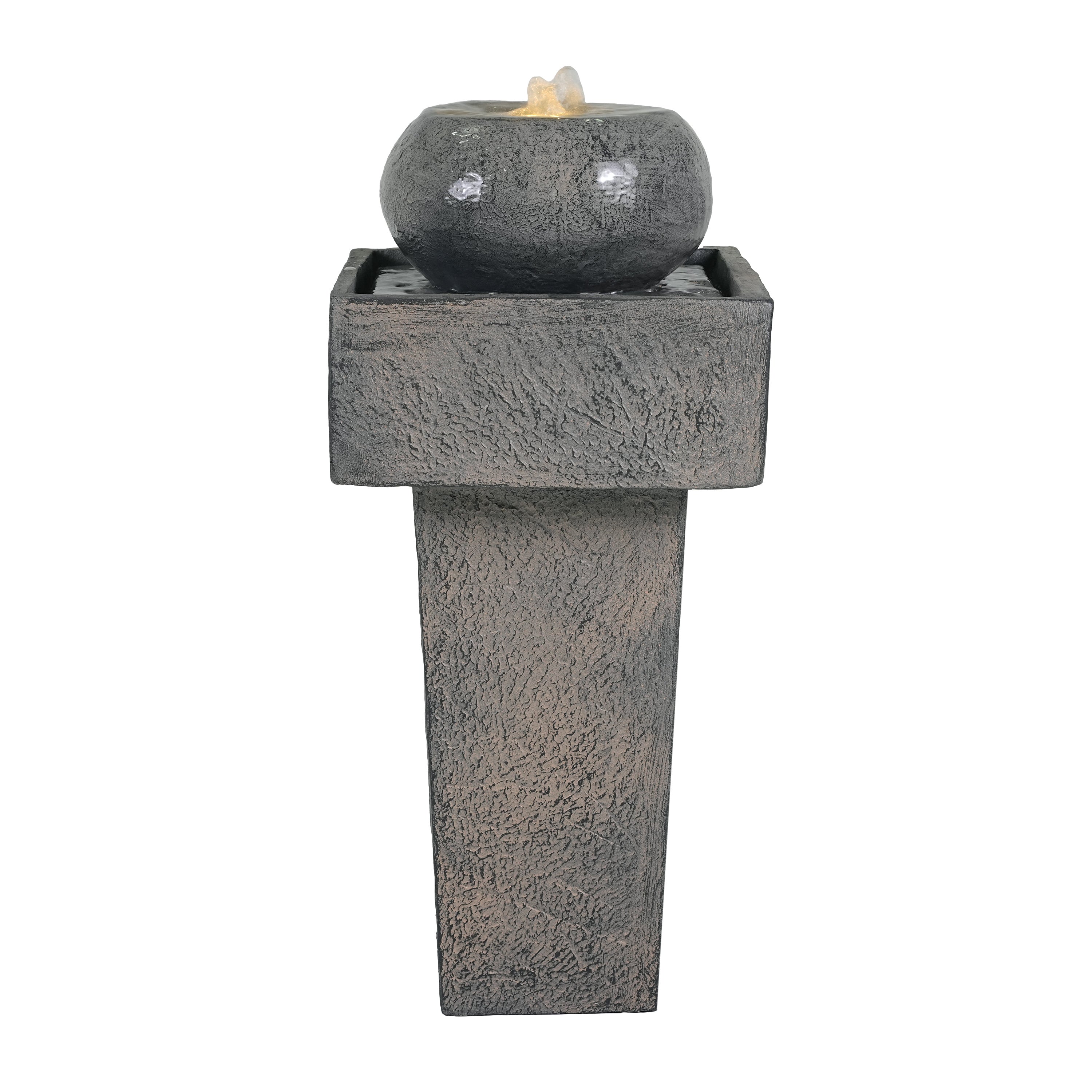 25.59'H Minimalist Concrete Column Fountain with LED Lighting