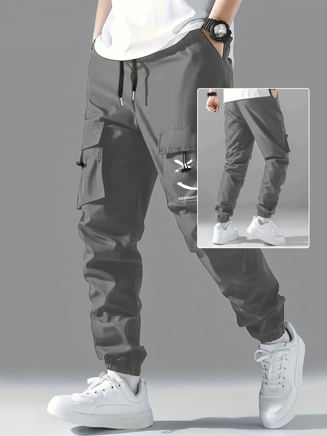 Straight Ankle Tied Wear-resistant Overalls Casual Pants