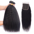 10A Grade 3/4 Kinky Straight Bundles With 4x4 Closures and 13x4 Fronta