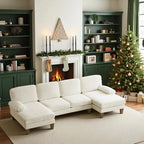 U-shaped Combination Sofa, Double Lounge Chair, Chenille Fabric 4-seat