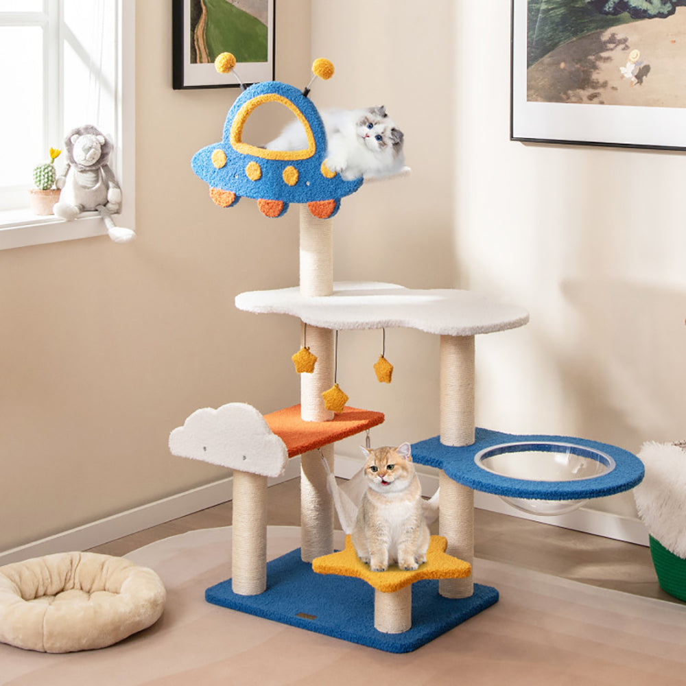 49 Inches Tall Cat Tree With UFO Top Perch Space Capsule And Sisal