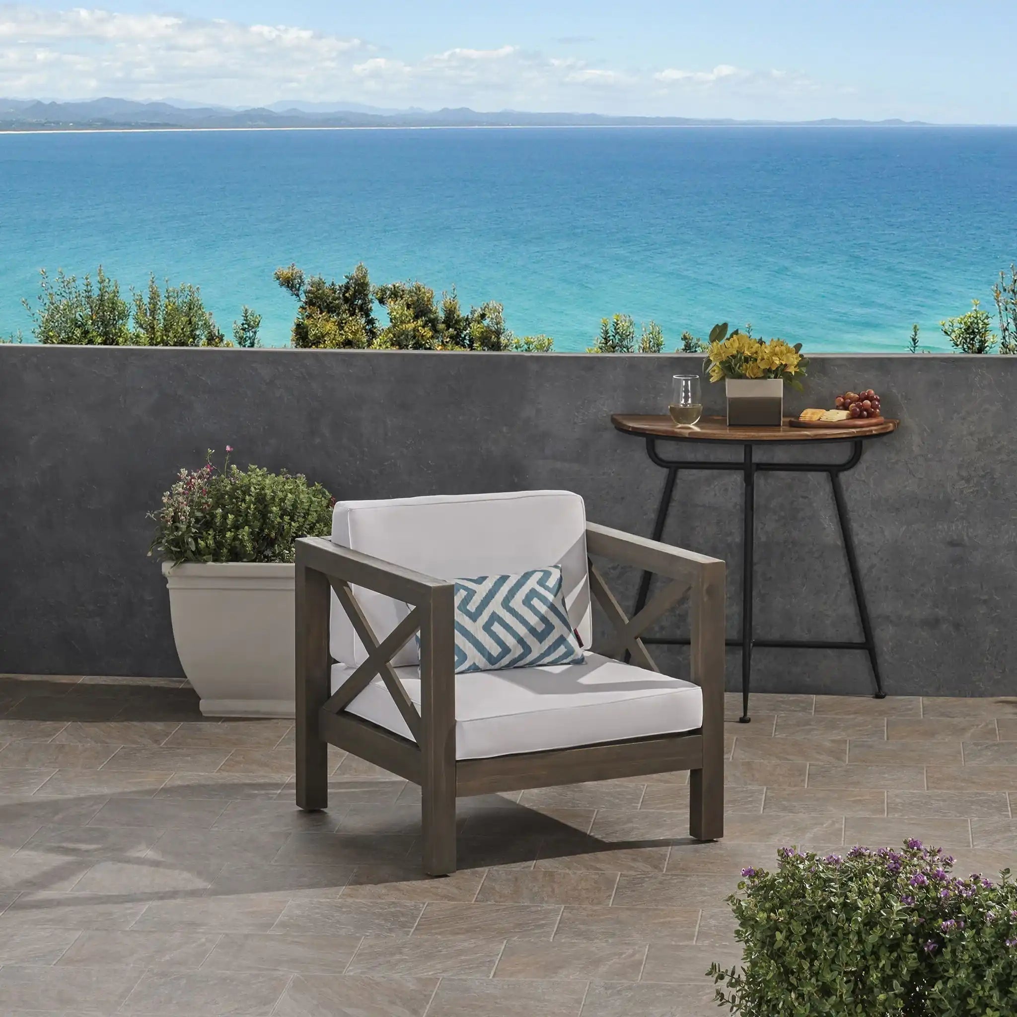 Brava Mid-Century Modern Club Chair With Water Resistant Cushions