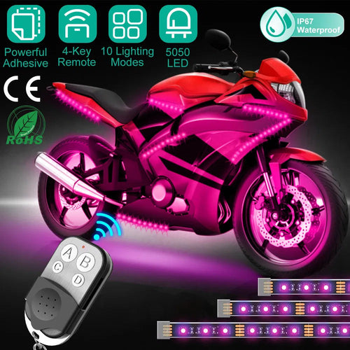 6Pcs Motorcycle LED Light Strips Multi-Color Neon Light Kits