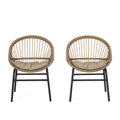 Outdoor Accent Chair with Curved Back and Basket Frame Set of 2