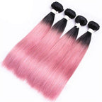 #Pink 10A Grade #1B/Pink Straight 3/4 BUNDLES with CLOSURES & FRONTALS