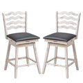 360° Swivel Bar Stools with Rubber Wood Frame and Ergonomic Backrest and Footrest-25 inches