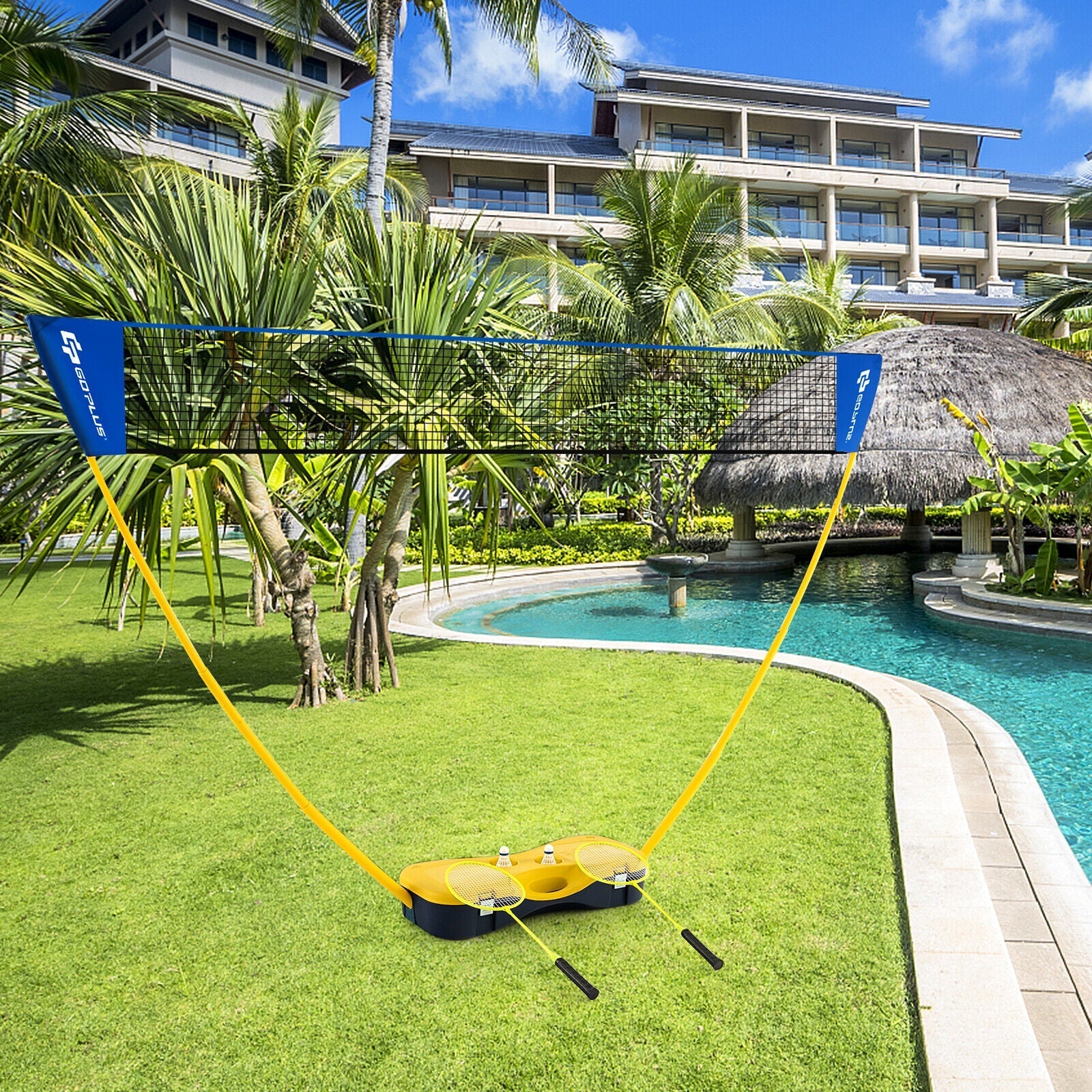 Portable Badminton Set Outdoor Sport Game Set with 2 Shuttlecocks