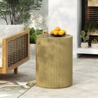 Cylindrical Outdoor Side Table Antique Brown MGO