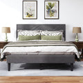 Luxurious Queen Bed Frame & Upholstered Wingback Headboard in Carbon Gray