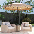 10 Feet Solar Patio Umbrella with 24 LED Lights-Coffee