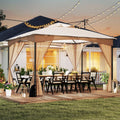 10 X 12 FT Patio Gazebo with Netting Walls with 4 Sandbags-Khaki