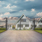 [12-18FT] Heavy-Duty Madrid-Style Premium Steel Dual-Swing Driveway Gate (SAK38546)