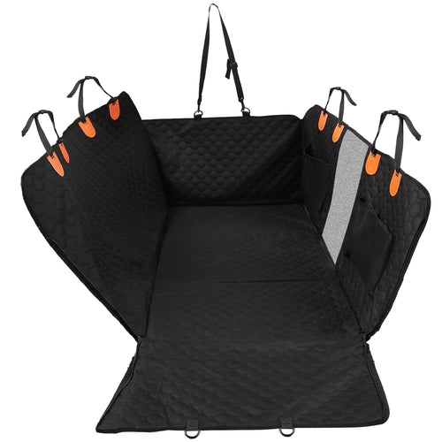 Dog Car Back Seat Cover With Zipper Mesh Window Storage Bags