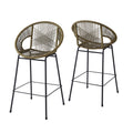 Ferrara Outdoor Patio Green Faux Wicker Barstool Set