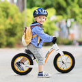 12-Inch Balance Bike with Adjustable Seat and Rotatable Handlebar for Over 36 Months Old-White