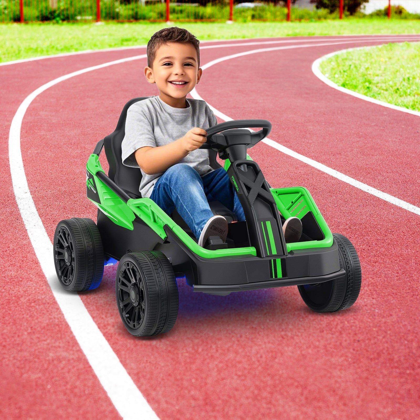 12V Ride on Car Electric UTV with Remote and Music for Big Kids-Green