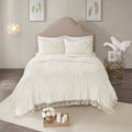 Tufted Cotton Chenille Medallion Fringe Coverlet Mini Set - Off-White Twin/Twin XL