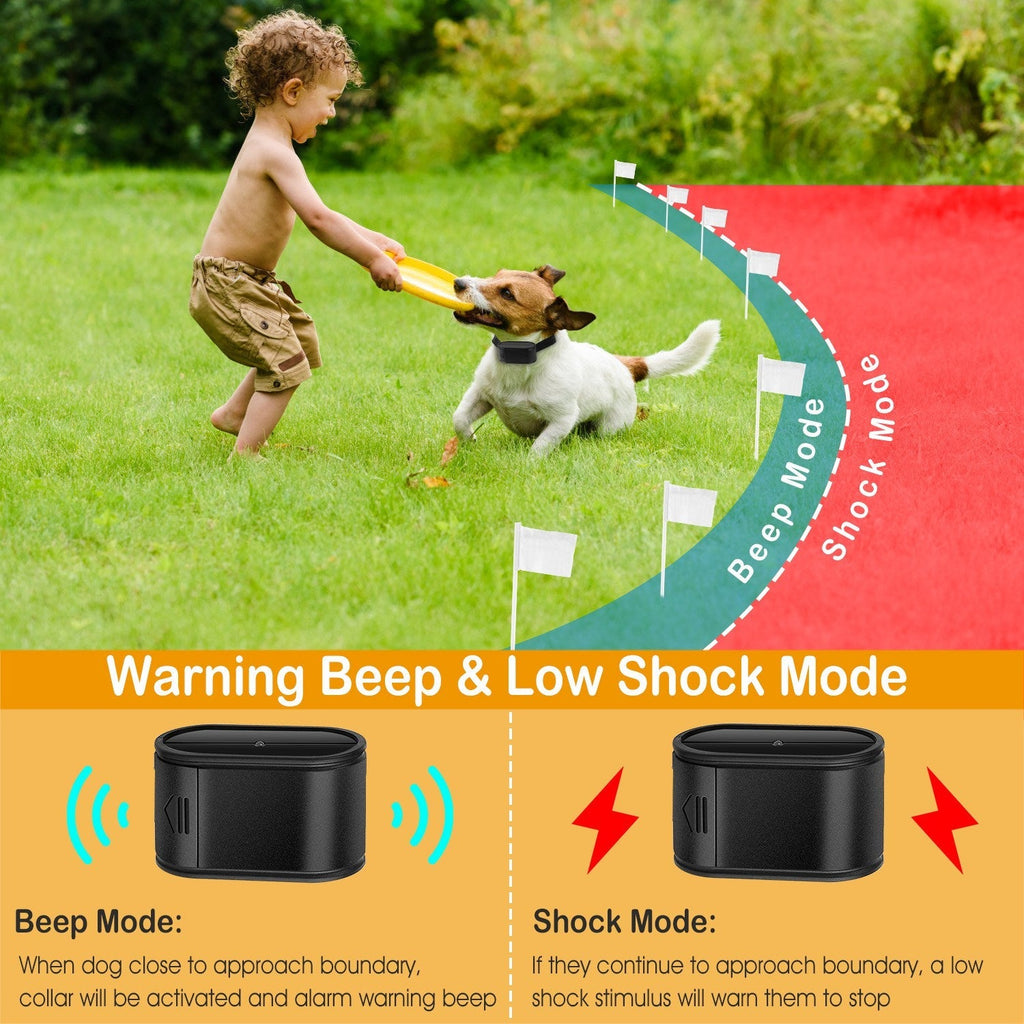 1Set Electric Dog Fence System Pet Tone Shock Boundary Containment
