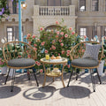 U_STYLE Outdoor Leisure Set with 2 Rattan Chairs & Glass Table