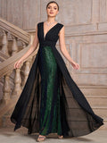 Sequin Dress Long Cocktail Slim Fit Evening Elegant Long Dress .Ships