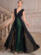 Sequin Dress Long Cocktail Slim Fit Evening Elegant Long Dress .Ships