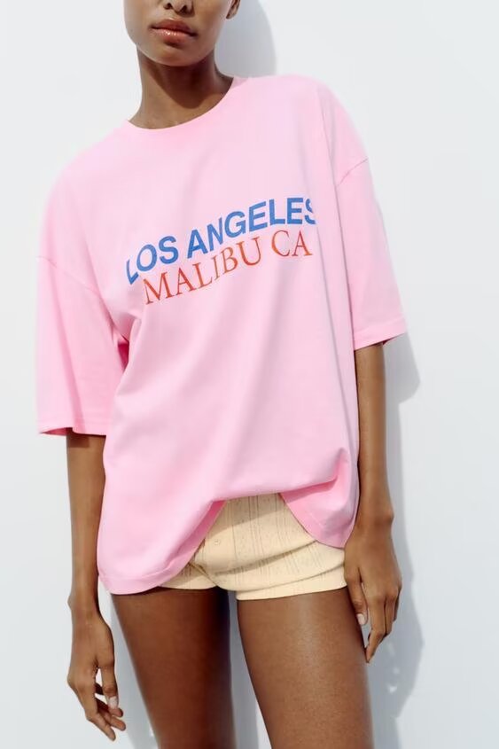 Women Clothing Summer Simple Loose Printed T shirt .Ships from