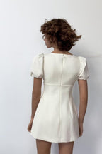 Spring Summer Women Clothing Sweet Slim Fit Pleated Pocket Short Dress