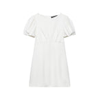 Spring Summer Women Clothing Sweet Slim Fit Pleated Pocket Short Dress