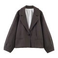 Women Clothing Summer Korean Puff Sleeve Loose Collar Blazer .Ships