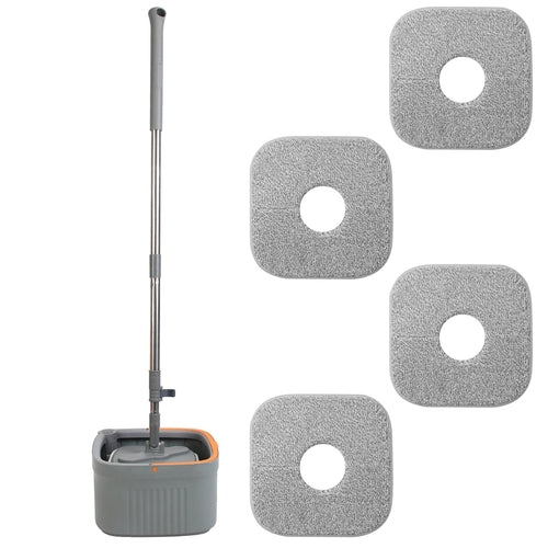 Spin Mop And Bucket System Includes Dual Compartment Mop Bucket 4Pcs