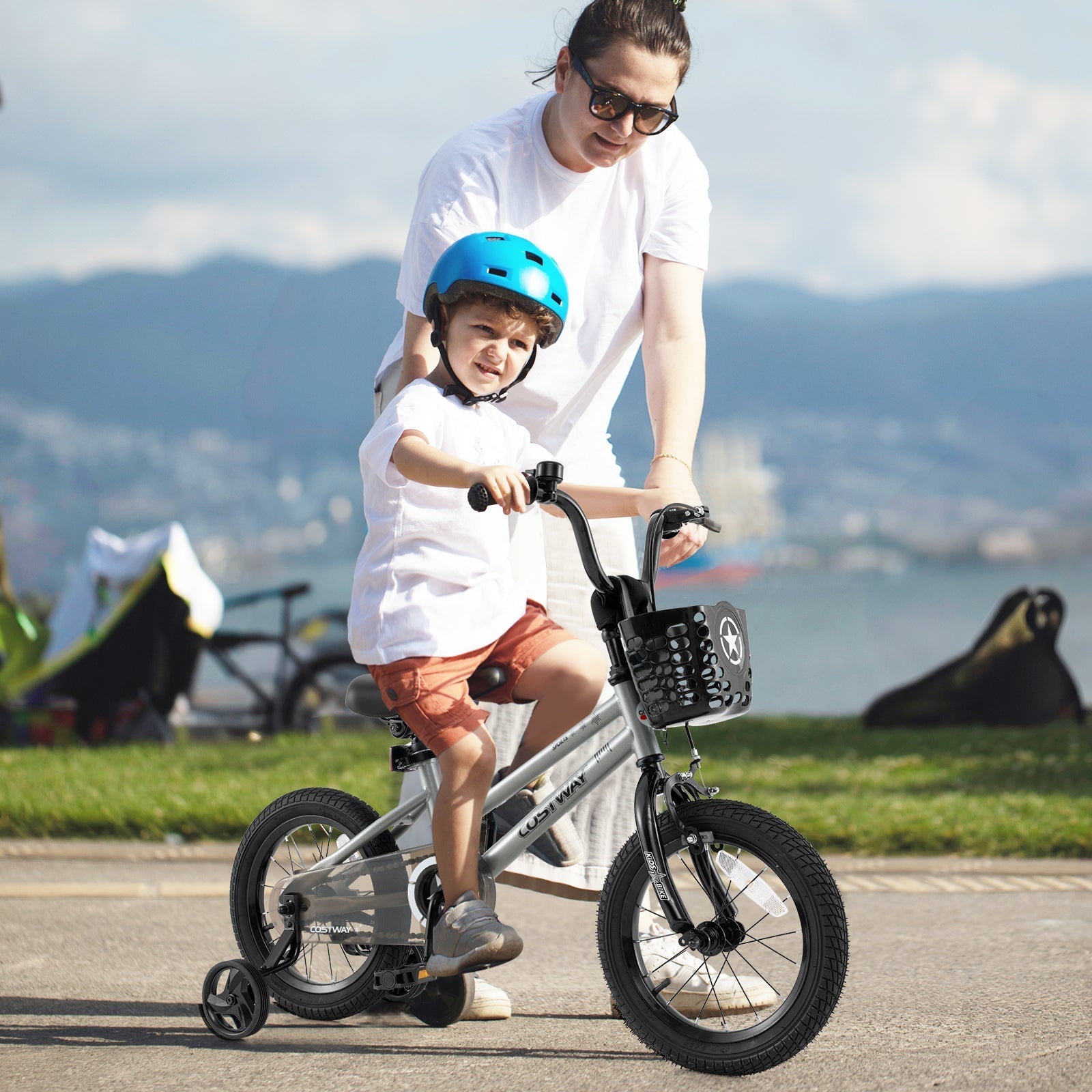 14 Inch Kids Bike Adjustable with Transparent Chain Cover for 4-5 Years Old