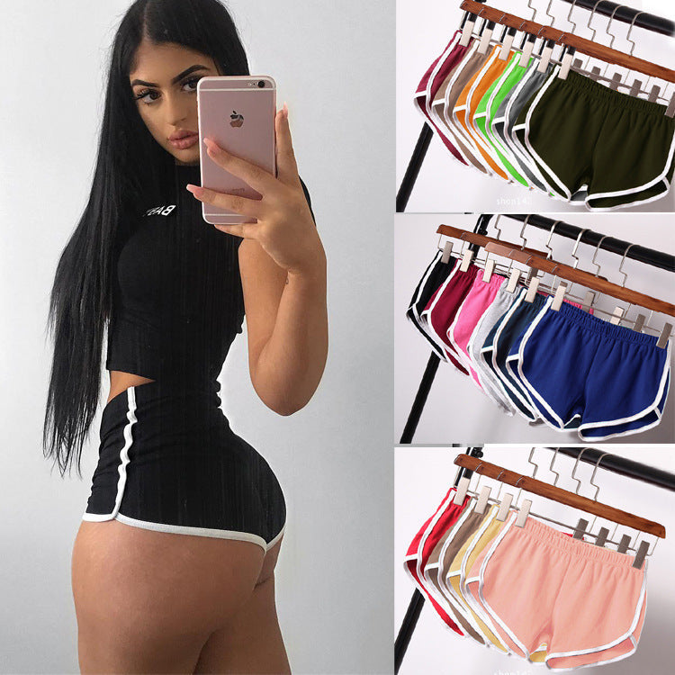 Women's sports shorts, home casual solid-color fashionable yoga beach