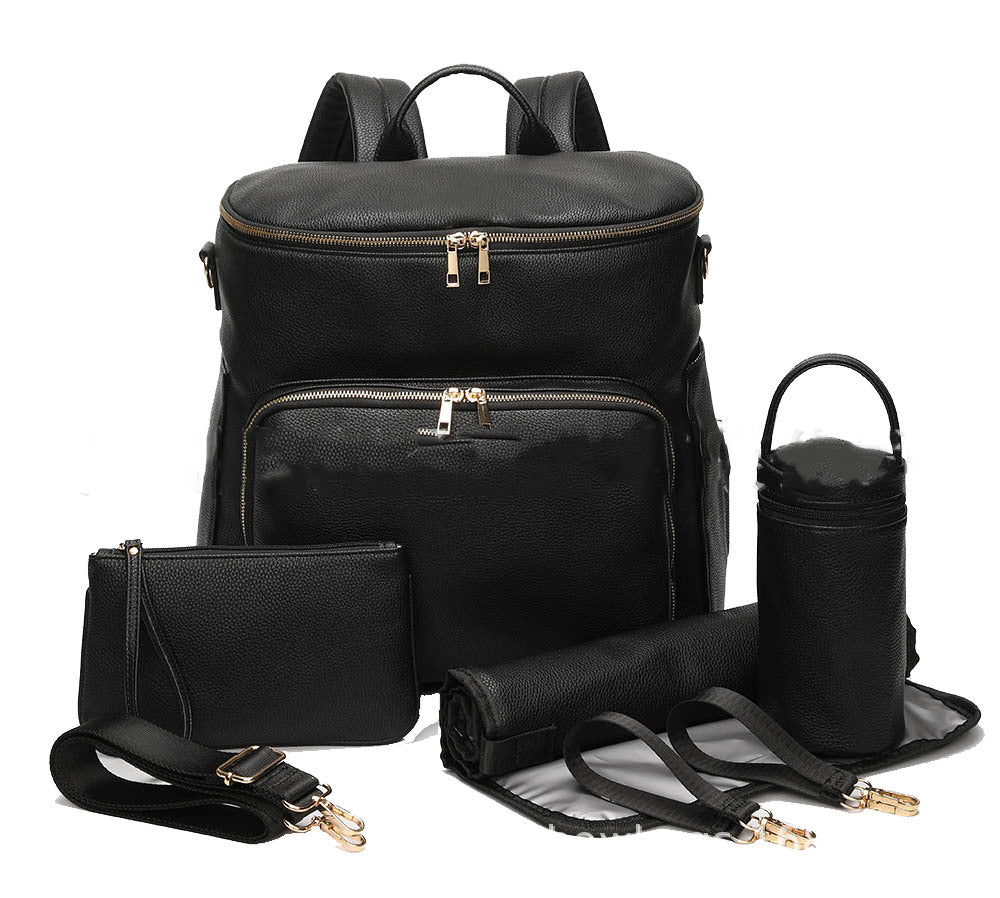 Large Capacity Leisure PU Leather Mommy Backpack