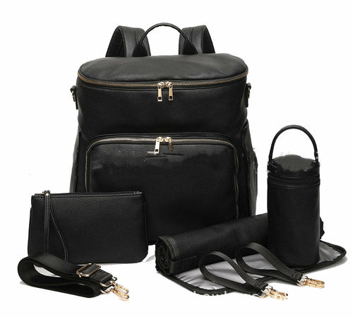 Large Capacity Leisure PU Leather Mommy Backpack