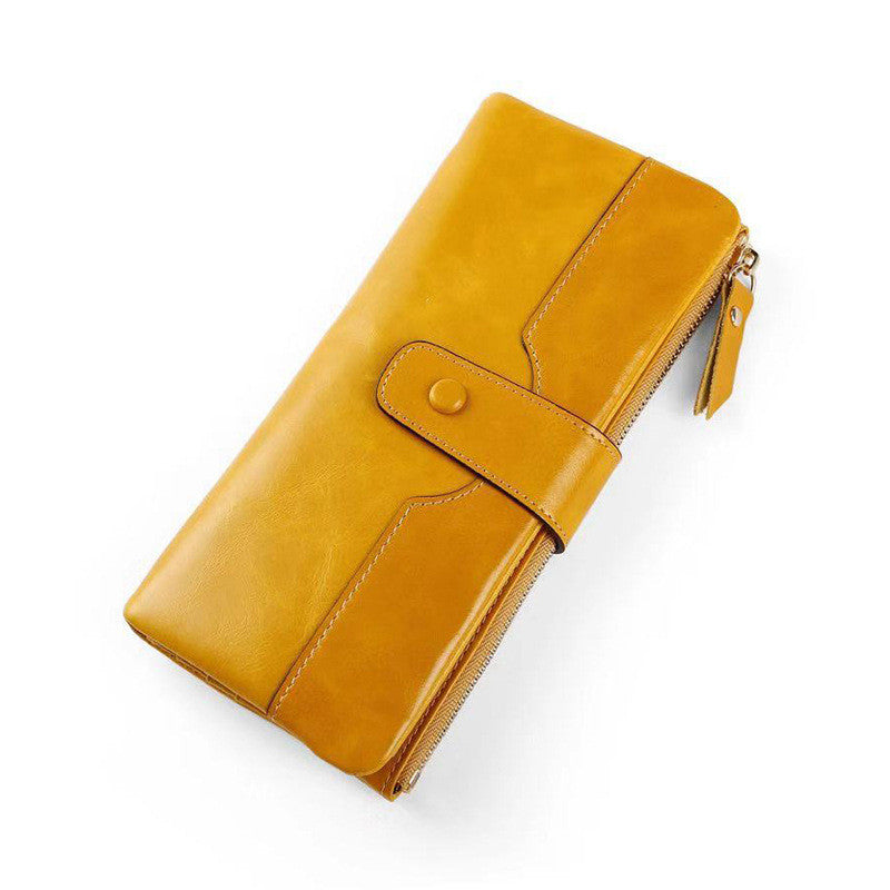 European American Style Ladies PU Leather Oil Wax Wallet