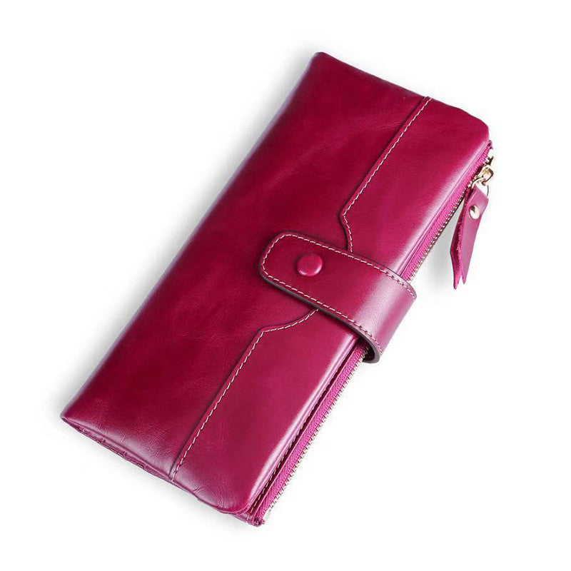 European American Style Ladies PU Leather Oil Wax Wallet