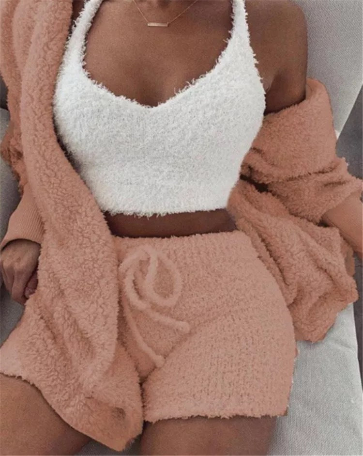 Winter Sexy Women Home Wear Suit Casual Pajamas Set Lady Female Soft