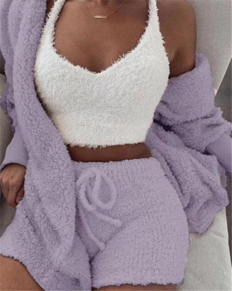 Winter Sexy Women Home Wear Suit Casual Pajamas Set Lady Female Soft