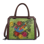Retro Wind Embossed Phoenix Pattern Portable Messenger Bag