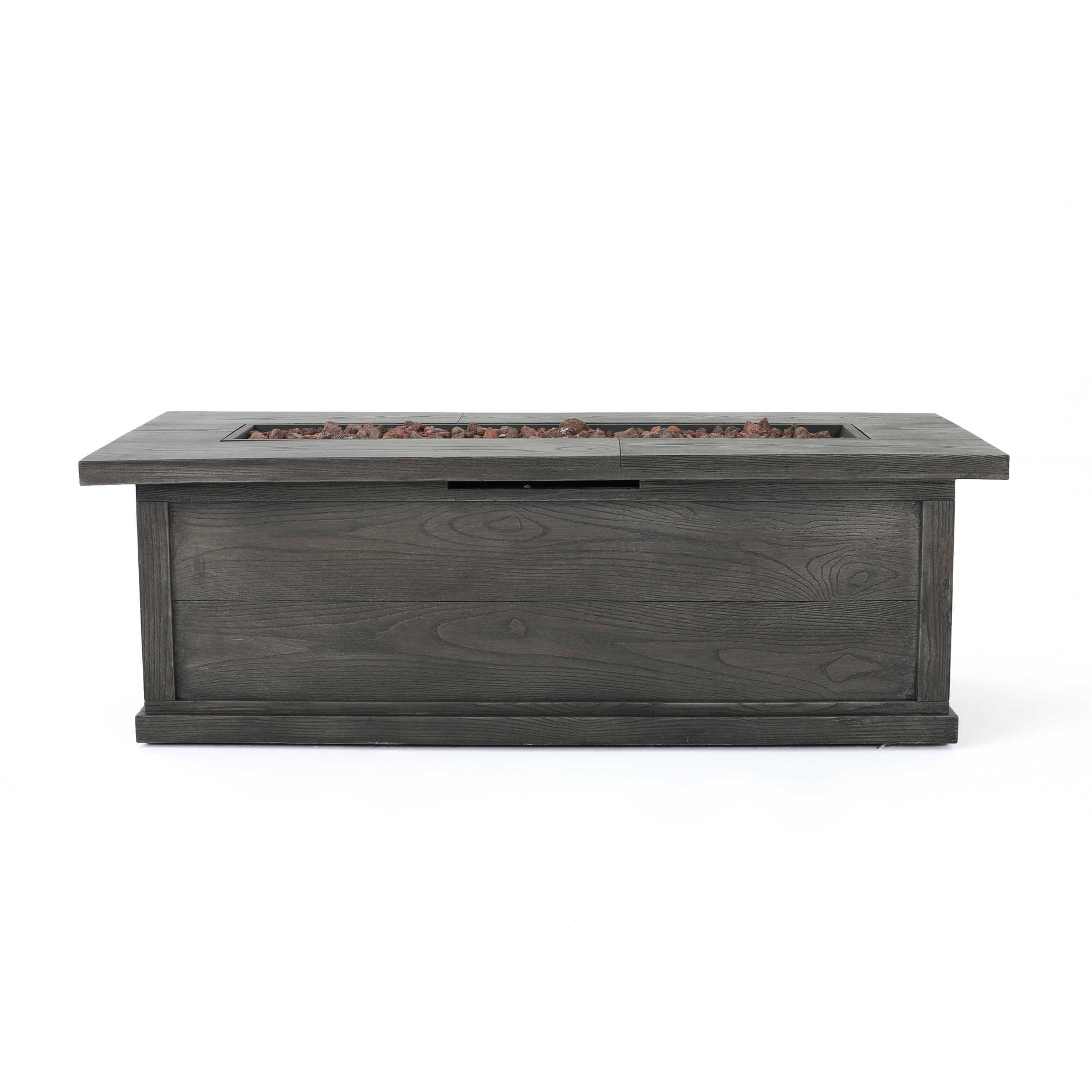Transitional 56'' Rectangular Outdoor MgO Propane Fire Pit with Brown Wood Pattern
